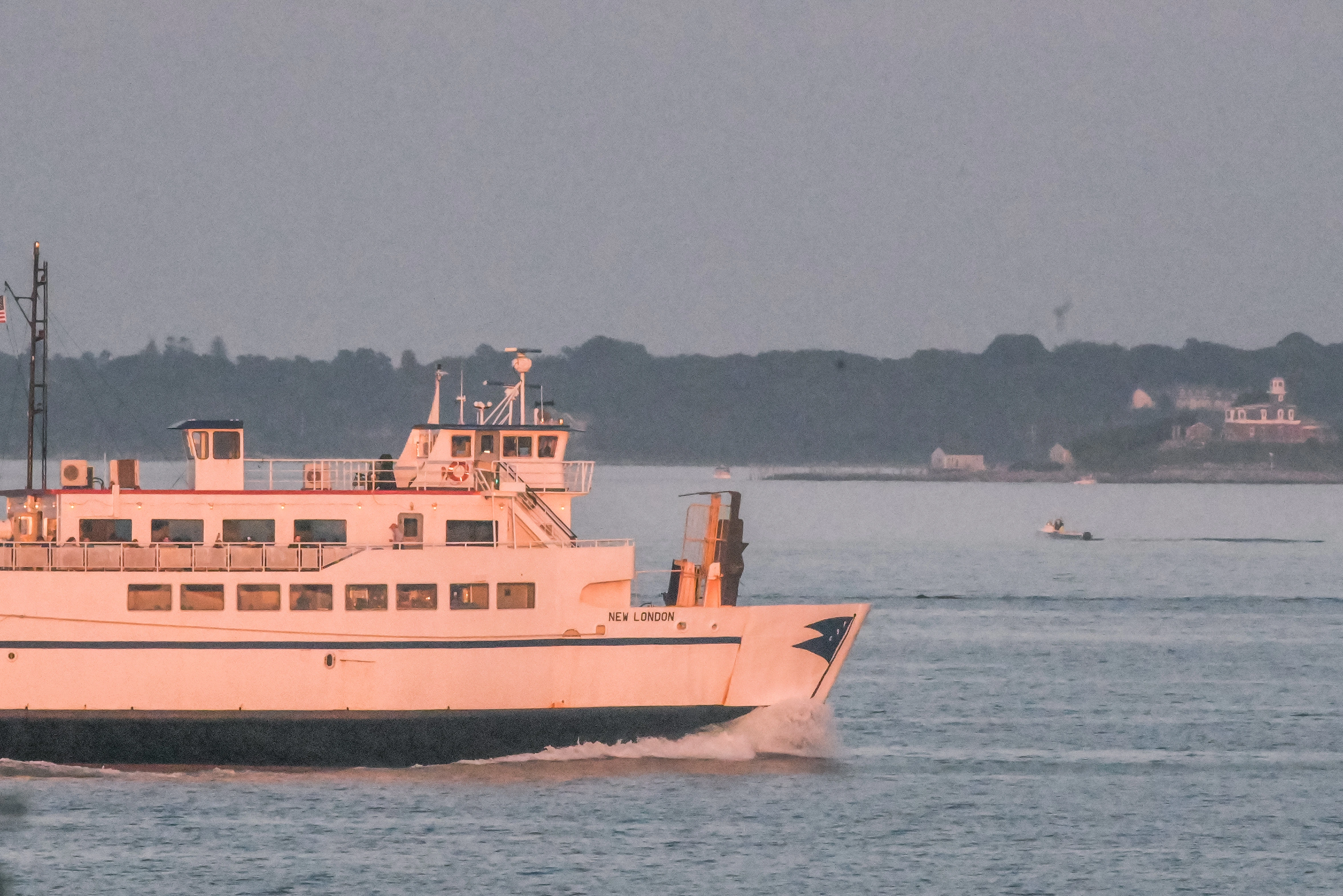 The Cross Sound Ferry, with Fishers Island in the background